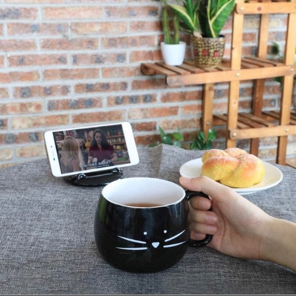 Ceramic Cat Coffee Phone Mug Holder - Picture 3 of 11